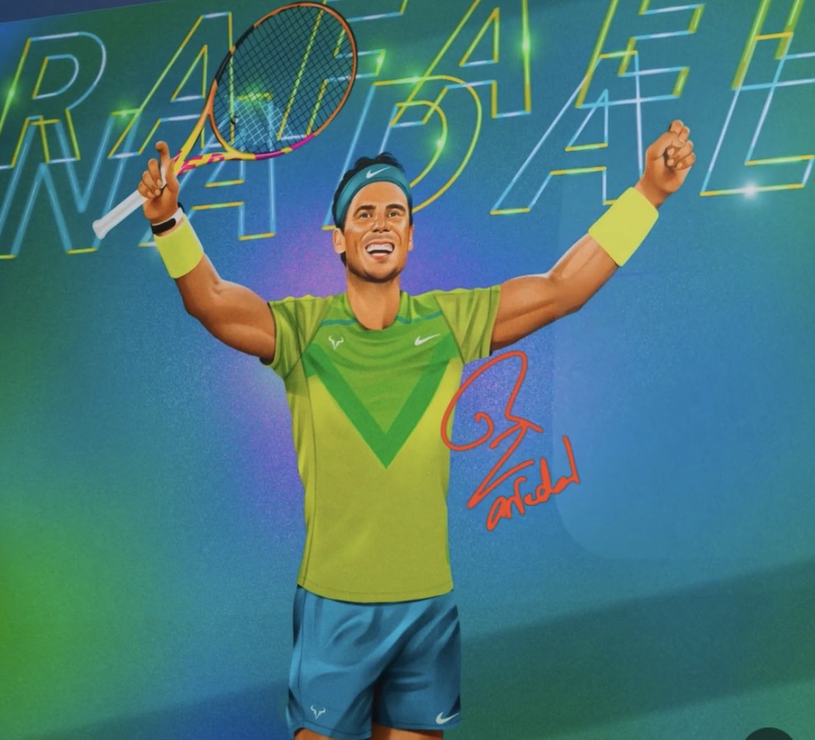SmStevens1979's tweet photo. I have to say @Autograph hit this one out of the park! I received my signed @RafaelNadal racquet today. Autograph did these with string colour to match Rafa’s signature on the nft. One of 3 Roland Garros red for me. LFG! https://t.co/TpZ4yIEj8U