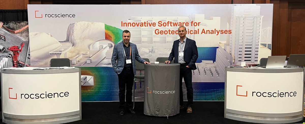 Rocscience's tweet image. We are at #GeoCalgary2022! Join Dr. Javankhoshdel &amp;amp; Mr. Afkhami at the @Rocscience booth to check out our software suite for rock and soil mechanics. Dr. Javankhoshdel will also discuss the integration of #Slide2 and #Slide3 with #RSPile in his presentation tomorrow.