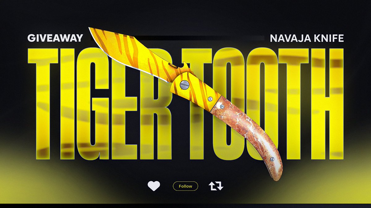 TraxCS's tweet image. 🎰GIVEAWAY🎰

🎁Navaja knife | Tiger Tooth FN

Enter the giveaway by:
- ✅Follow @TraxCS 
- 🔁Retweet &amp;amp; ❤️like the post

Winner drawn on the  17th of October.
Made by @lefate_o