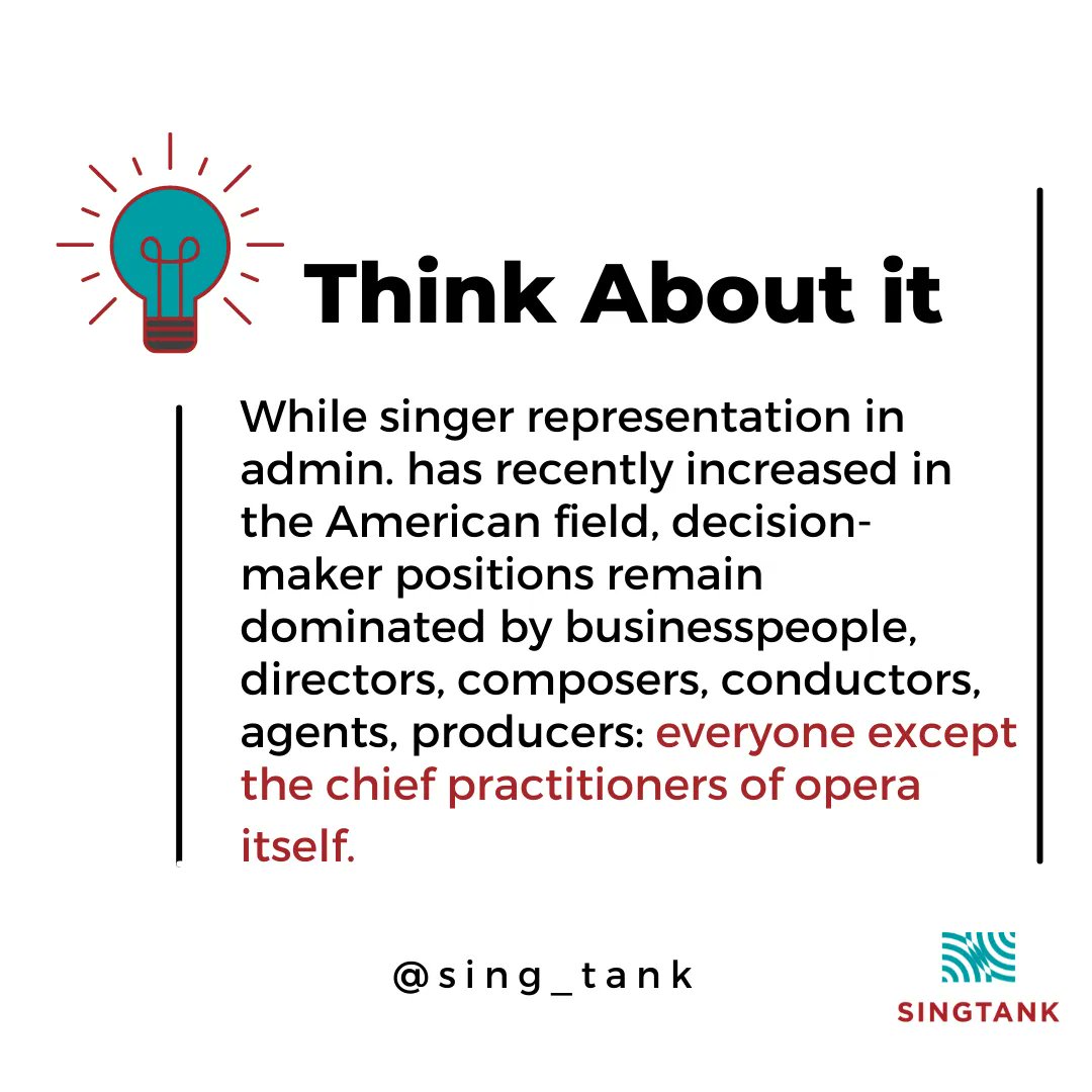 _SING_TANK_'s tweet photo. Singers are woefully underrepresented in leadership positions in their own art form. Positions of power and influence—executive administrators, Board members, management, casting directors, competition adjudicators—broadly lack meaningful representation by singers. 

@operavho https://t.co/67iHdWEzUl