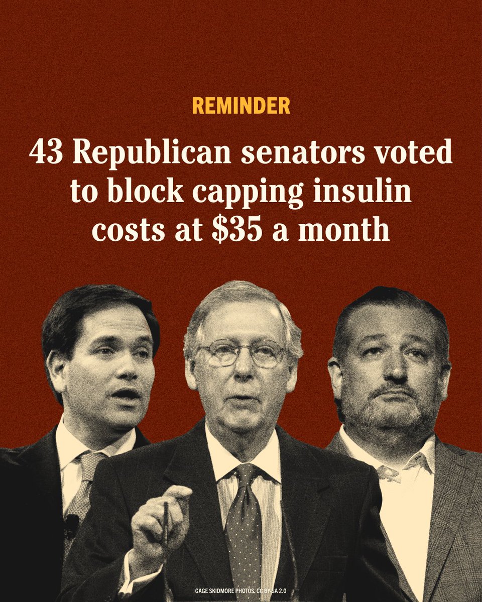 Don't let anyone tell you otherwise: the GOP is the ONLY reason why the price of insulin isn't capped at $35 per month for ALL AMERICANS.