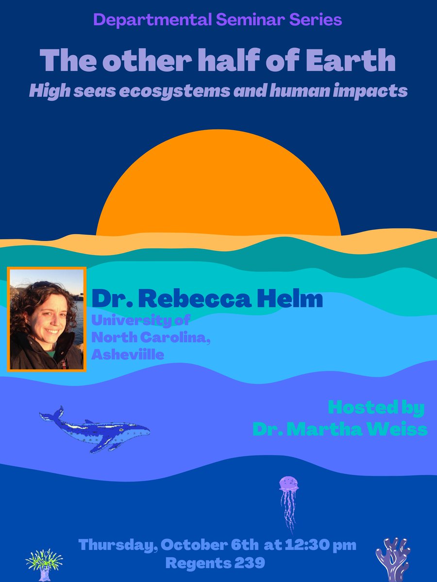 GUBiology's tweet image. Dive into #marine #ecosystems with Dr. Rebecca Helm in this week's Departmental Seminar! #Swim over to Regents 239 Thursday at 12:30.