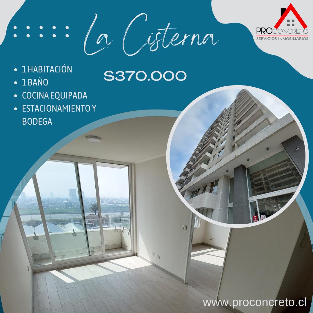 #Departamento en #Arriendo 1H1B1Estac. + Bodega #LaCisterna $370.000

bit.ly/proconcreto

#ArriendoEnLaCisterna #ArriendoDepartamento

<a href="/dondato5/">#DonDato5CL</a> <a href="/DatosenSantiago/">DatosenSantiago</a> <a href="/MissRTChile/">MissRTChile</a> <a href="/EL_DatoCL/">#Eldato</a> <a href="/DonDateadorOfic/">Datos y Mas Datos.</a> <a href="/DateandoRT/">DateandoRT</a> @DonDatosMl <a href="/DatosEnChile/">DatosEnChile</a> <a href="/PCenCasa/">Soporte PC en Casa</a> <a href="/loretay/">Loreta</a> @emprendedorRT