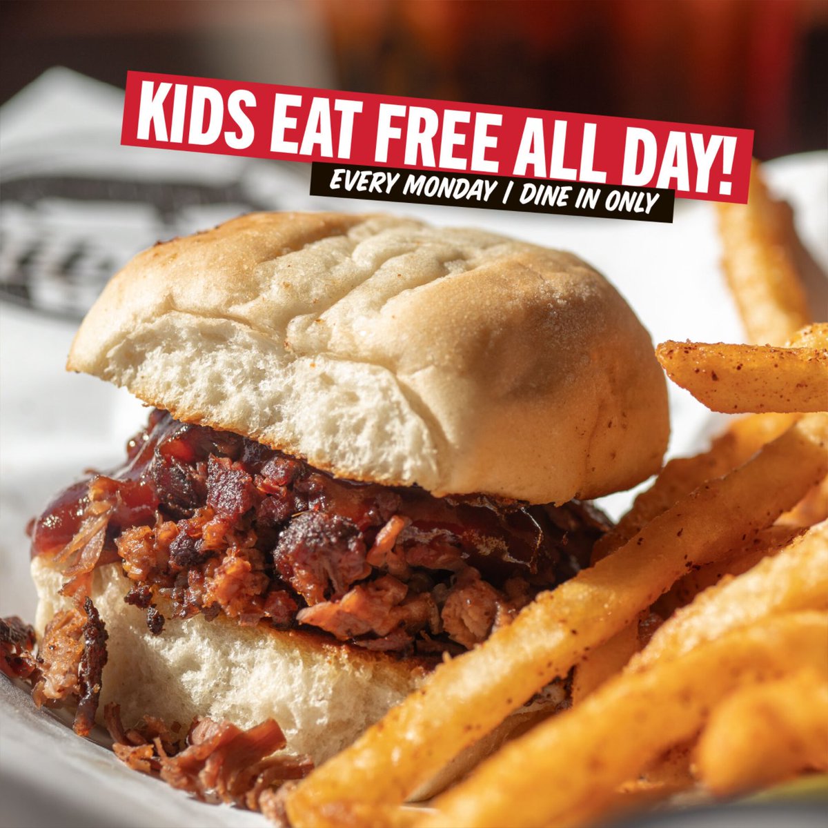 We're kicking off The Big Three-O with Kids Eat Free! All day, every Monday when dining at your local RibCrib, kids eat free with purchase of a qualifying adult meal. Some restrictions may apply.