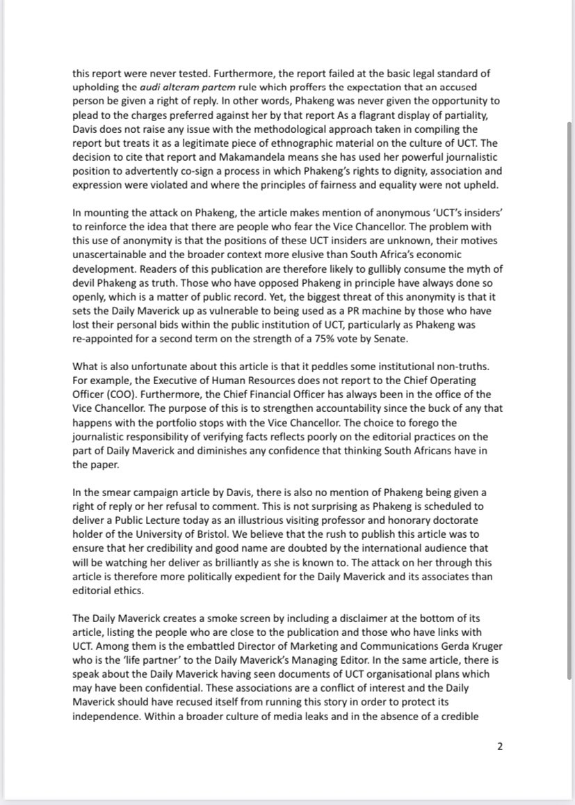 BlackCrisisComm's tweet photo. BPNCC STATEMENT ON DAILY MAVERICK ATTACK ON @FabAcademic 

‘It’s become common-cause for the media, particularly the DM, to treat rumours &amp; untested allegations as truth in order to position black professionals as unethical &amp; incompetent governance agents’ #HandsOffPhakeng https://t.co/1aYdg0Foq5