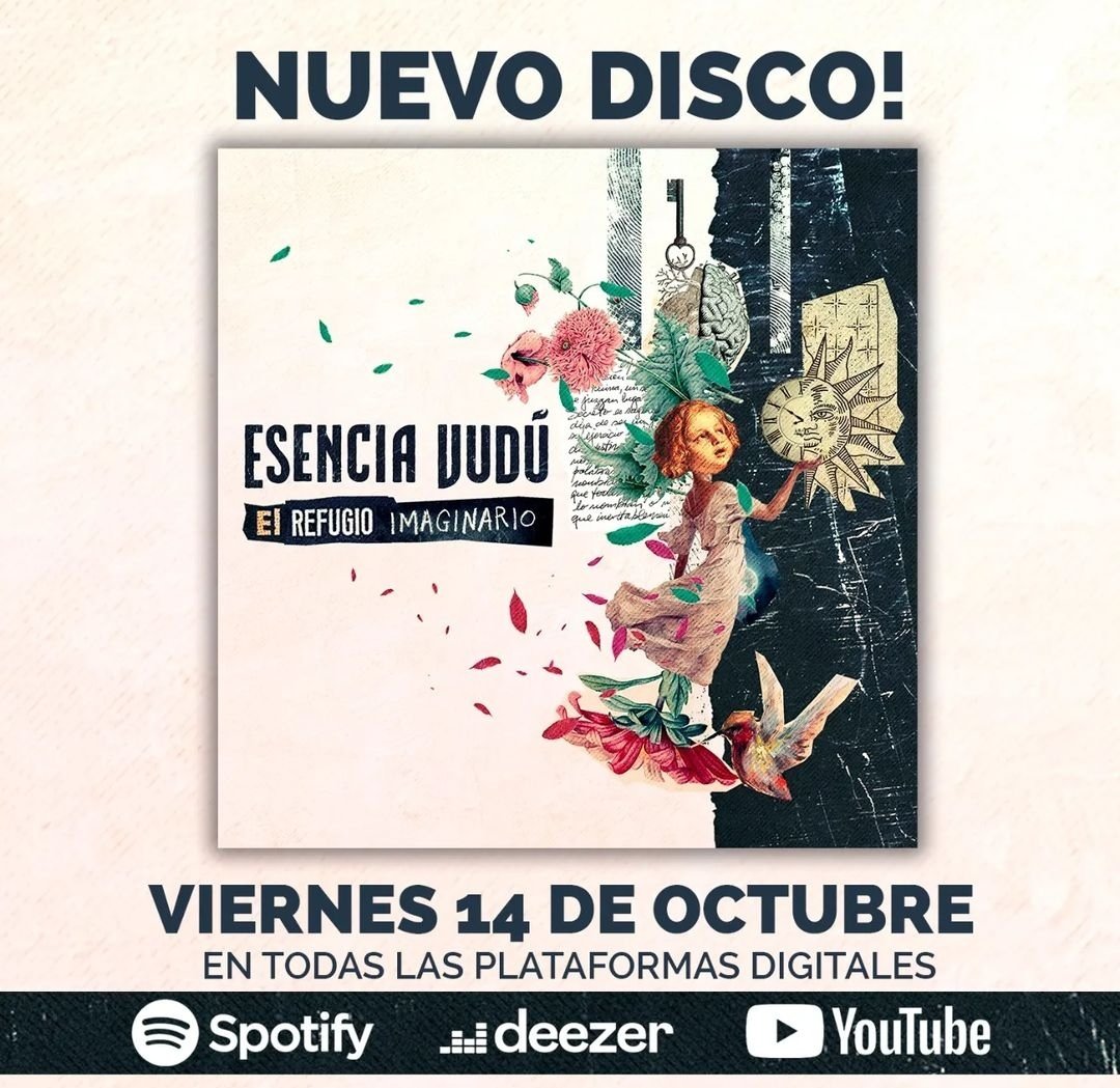 He aqui la tapa de "El Refugio Imaginario", nuestro nuevo disco que estará disponible en todas las plataformas digitales. Falta muy poco para que puedan conocer un sonido renovado y adictivo! #esenciavudu #album #disco #youtube #SpotifyCharts