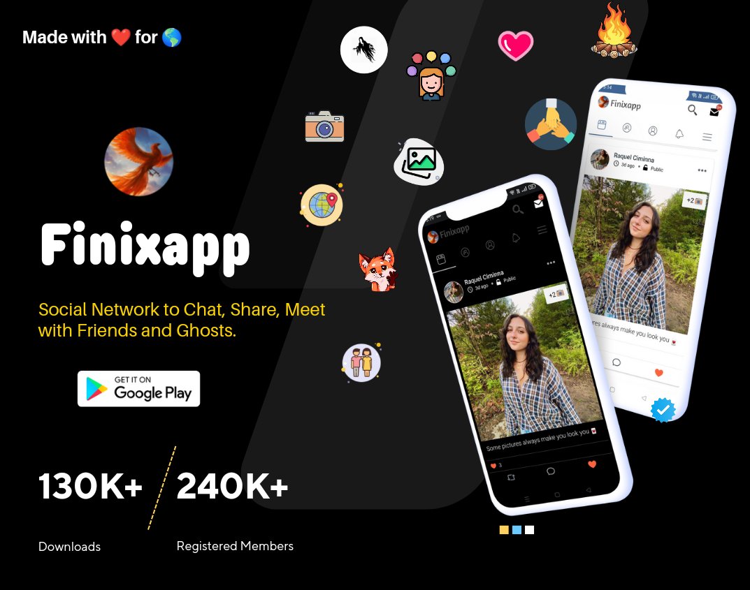 Finixapp_'s tweet photo. Express yourself freely with Friends and Ghosts. 
Downlod Finixapp today and Chat, Share, Meet with Friends and Ghosts!

#people  #SocialMedia #SocialNetworks #Chat #Photos #Video #socialmediamarketing #Indian #World #Globe #Friends #couple #love #pictures #Stickers #humanity https://t.co/8iu2PxDE8R