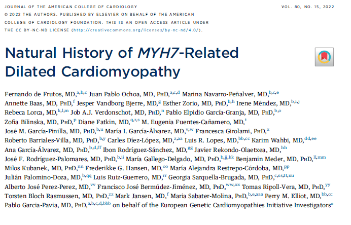 Fernando de Frutos (@fdefrutossemi) on Twitter photo 📰Our work about MYH7-related dilated cardiomyopathy has just been published in <a href="/JACCJournals/">JACC Journals</a>
jacc.org/doi/10.1016/j.…
Here is a short summary thread by the authors: 📰Our work about MYH7-related dilated cardiomyopathy has just been published in <a href="/JACCJournals/">JACC Journals</a>
jacc.org/doi/10.1016/j.…
Here is a short summary thread by the authors: