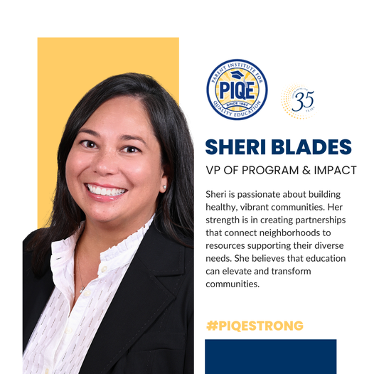 PIQEUSA's tweet photo. Join us in welcoming our new VP of Programs & Impact, Sheri Blades, to the #PIQEFamily!🎉
Sheri brings 16 years of experience in elementary #classrooms having served as an #educator, district leader, #curriculum developer, professional development trainer & #teacher mentor.🎓 https://t.co/R1OM9o8yh5