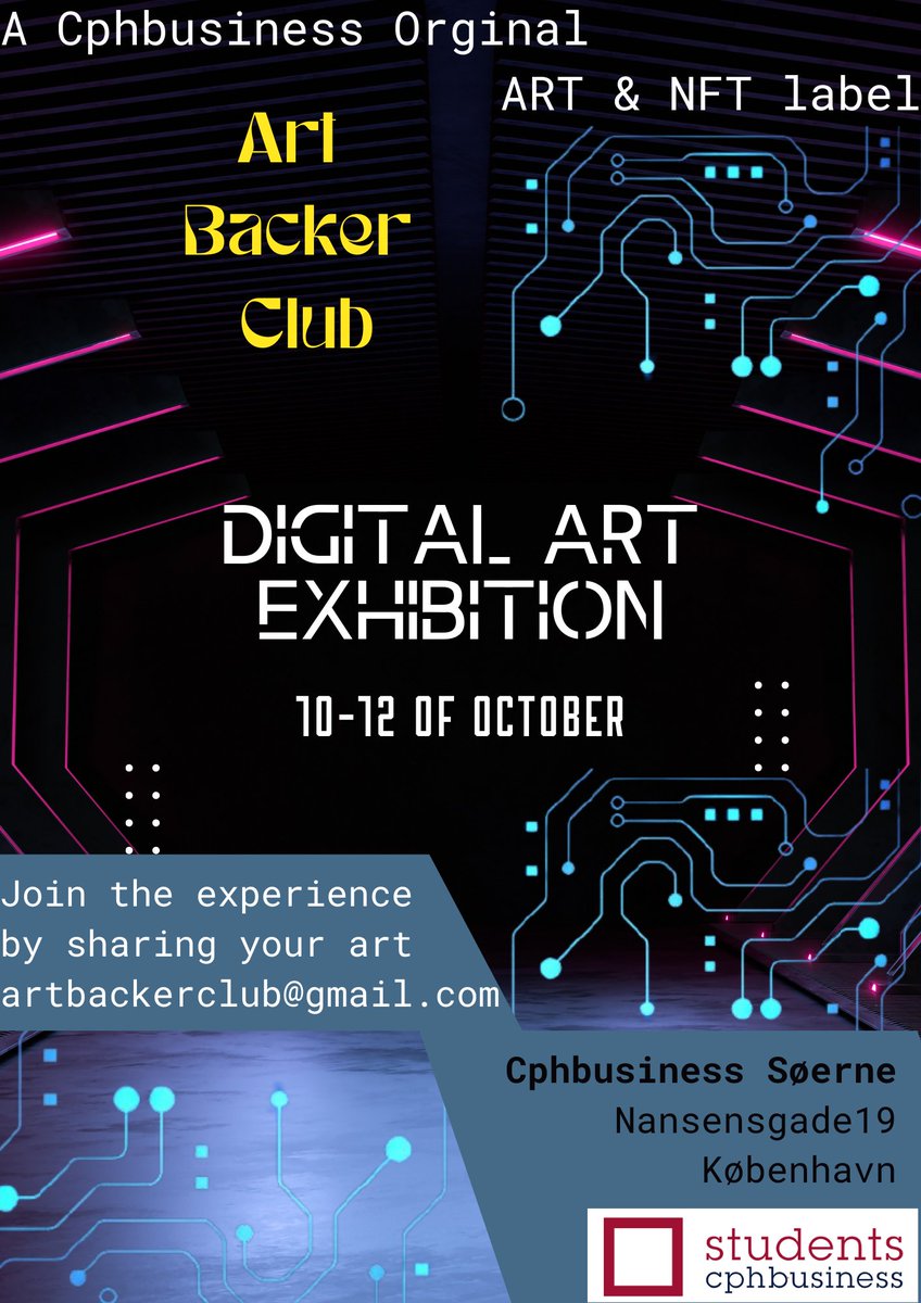ArtBackerClub's tweet photo. Stoked for this!! 

We'll be showing off our new collection, as well as a few other artists IRL! 
Organizing an event like this for the first time has been so exciting.

#algofam #Algorand #AlgorandNFTs #AlgorandNFT #AlgoNFT #AlgoNFTs #DigitalART #Algo https://t.co/i6JpeDjLmJ