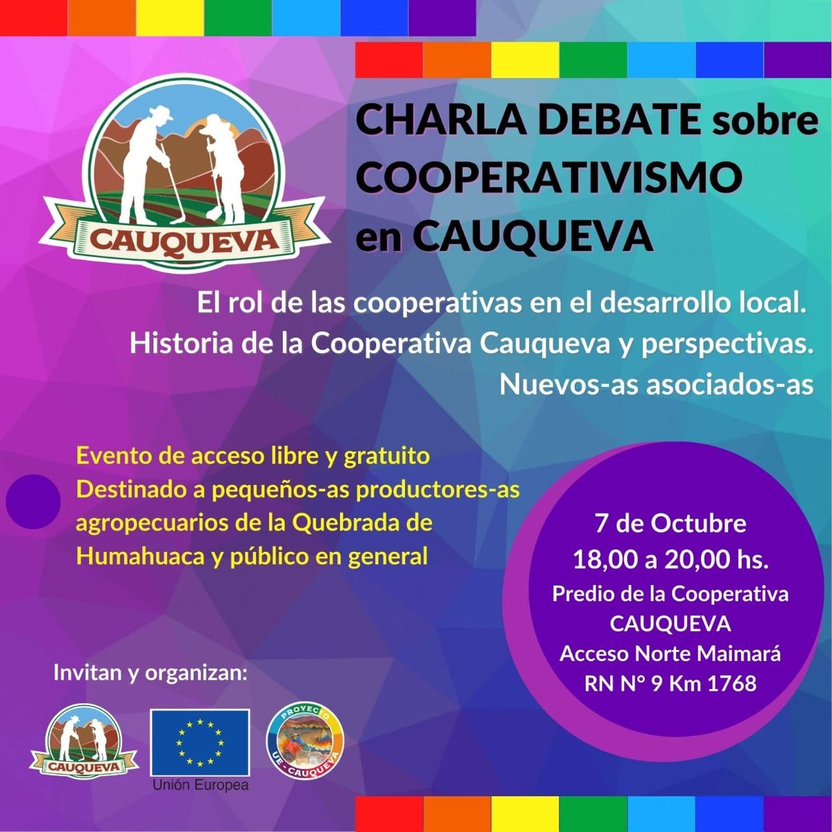 cauqueva's tweet photo. CHARLA DEBATE SOBRE COOPERATIVISMO EN CAUQUEVA 
Este viernes 7 de Octubre, de 18 a 20 hs.  en el predio de la Cooperativa se llevará a cabo la charla "El rol de las cooperativas en el desarrollo local. Historia y perspectivas. Nuevos-as asociados-as". https://t.co/mh7UUsnGTv https://t.co/nWibIudQoF