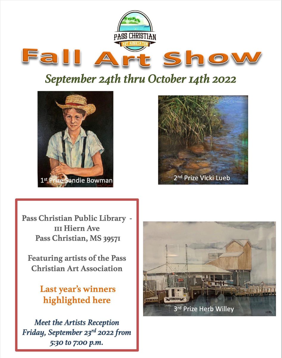 Serenasierra's tweet photo. At the Pass Christian Library till Oct 14 2022.

#artshow 
#passchristianlibraryms
#passchristianms #passchristianartassociation https://t.co/vFjP3XZ29H