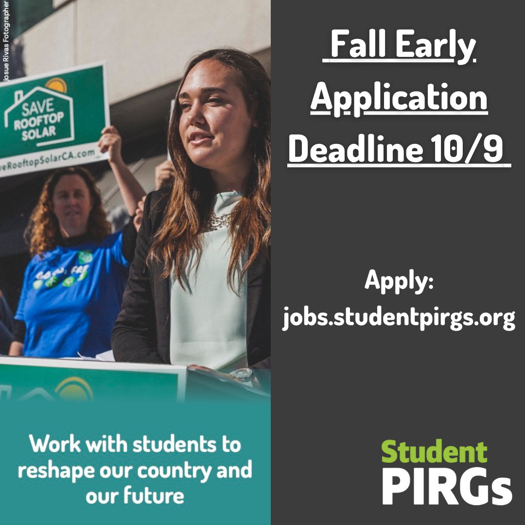 🚨 Our Early Application Deadline is approaching fast! Apply by 10/9 jobs.studentpirgs.org
#workforchange