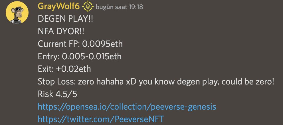 graywolf6_eth's tweet photo. Last 3 days, 3 degen and = 3/3🎯

Corntown: 0.008eth ---> 0.08eth 10x call
WhosjiLabs: 0.02-0.03eth ---> 0.075eth 3x call
Peeverse: 0.0095eth ---> 0.035eth 3.5x call

I always said I would do more. I'm saying it again.
We will make more money!!!

#NFT #NFTs #NFTCommunity https://t.co/KEmWADRxD9
