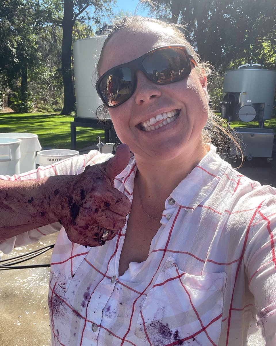 Our sister and winemaker, Angelina getting dirty and pressing wines! #winemakerlife #napavalley #harvest2022