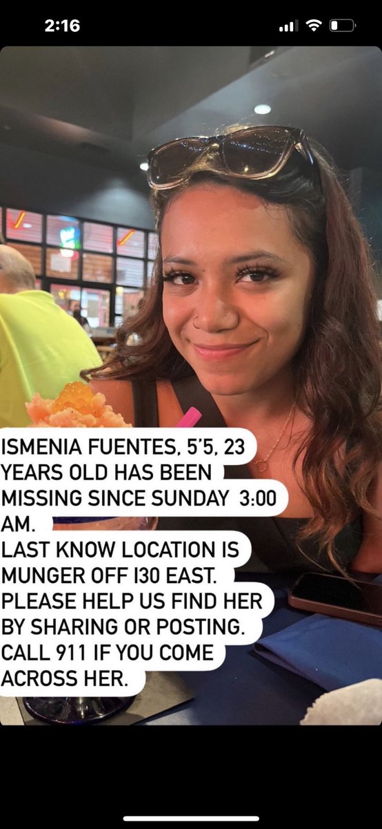 saturnbaby95's tweet photo. My friend @FuentesIzzy is missing 😞 please please share this https://t.co/HGr92fPXJ7