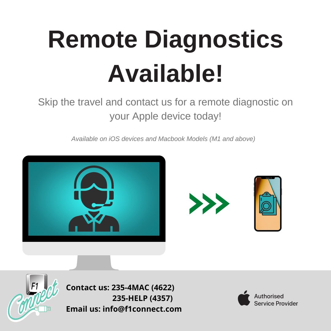 f1connectltd1's tweet photo. Save a trip to our office, let our skilled-technicians run in-depth diagnostics on your device remotely. Useful for giving you an insight into your device if it has issues or for when you are buying second-hand iOS devices and need to know the condition beforehand. https://t.co/q9nXNRJ9Pr