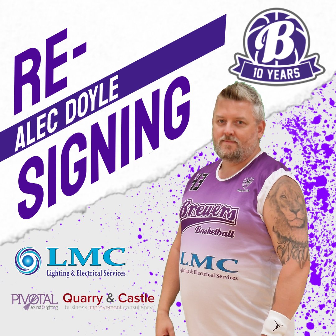 BrewersHoops's tweet photo. Back for his 10th season as a Brewer - returning as a player having passed the coaching torch on, it's the #ScreenMachine - @Alec_Doyle! 

@basketballwales

With LMC Lighting &amp; Electrical, Pivotal Sound &amp; Lighting &amp; @QuarryAndCastle.

#UpTheBrewers #BritishBasketball #NWBA https://t.co/k0bM7H31fN