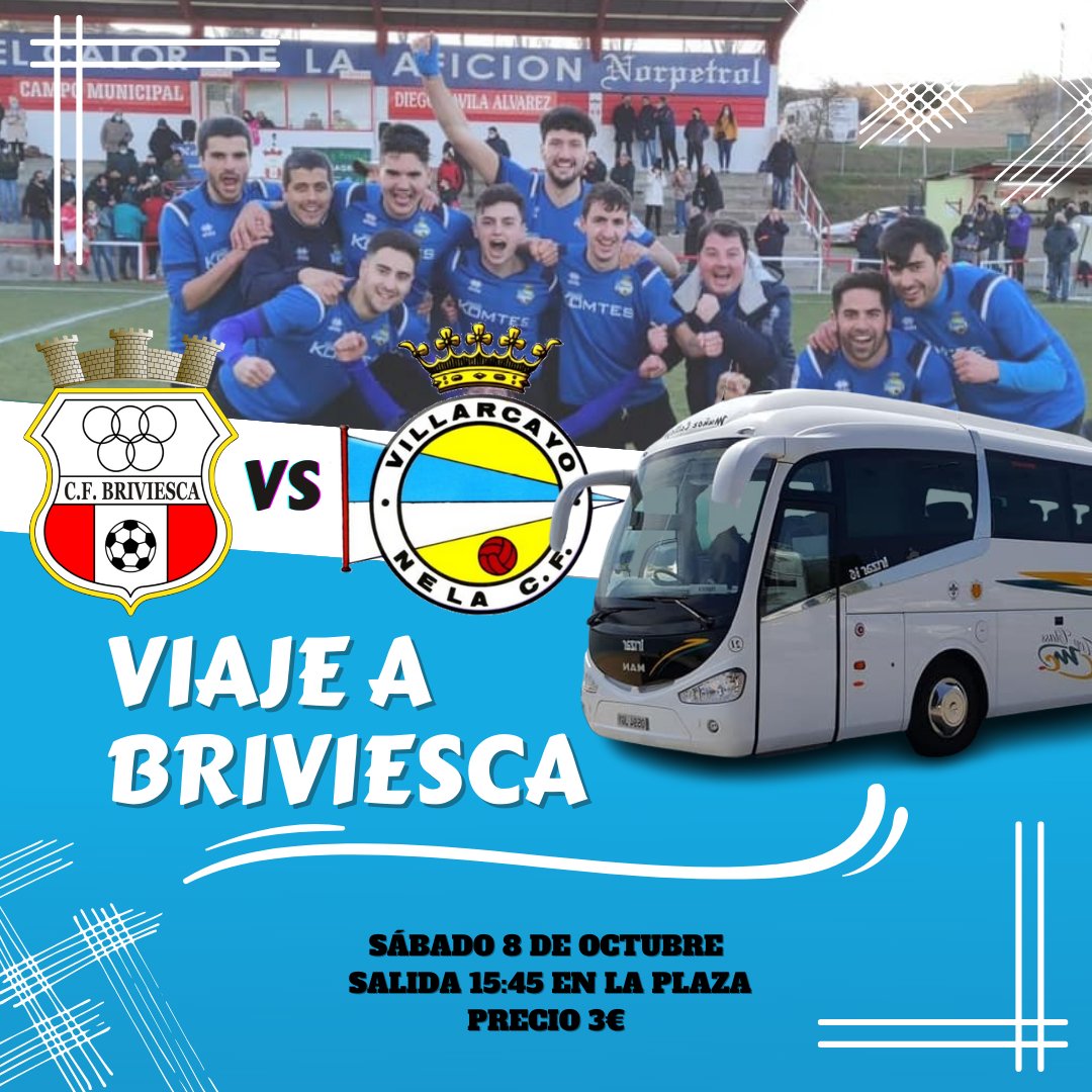 Nela_CF's tweet photo. 🎶''EL SÁBADO VOY A BRIVIESCA, VEN TÚ SI QUIERES...''

👇 Tenemos un plan para ti. Viaja a Briviesca el sábado para animar al equipo y disfrutar del derbi comarcal. 

#VamosNela #SeguimosSoñando https://t.co/4NORRimX0Q