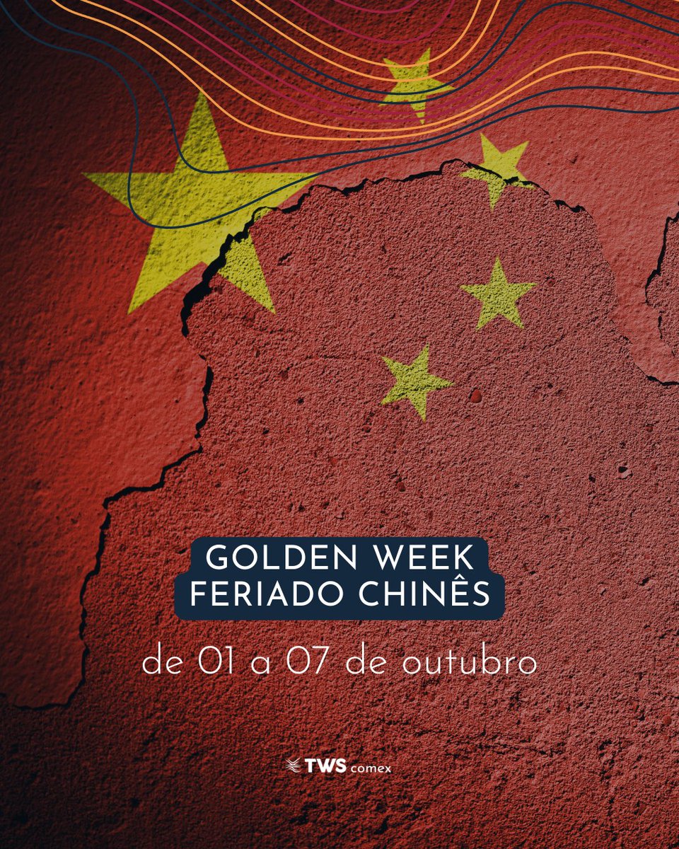 twscomex's tweet photo. Um dos feriados mais longos e importantes da China, o Dia Nacional da China, ocorre neste mês. Ele também é chamado de Semana de Ouro ou Golden Week e tem duração entre 07 a 08 dias, ocorridos de 01 a 08 de outubro, geralmente. Este ano o feriado será de 01 a 07/10. https://t.co/bE2jT6RyQr