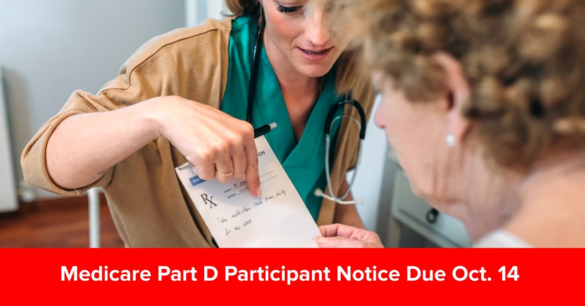 SHRM's tweet photo. #Employers that offer prescription drug coverage in 2023 must provide notices of "creditable" or "noncreditable" coverage to Medicare-eligible #employees by Friday, October 14. Have questions? SHRM Resources may have the answer you need: https://t.co/wIkELiMYay #HRNews #Medicare https://t.co/vo2KRUmm8v