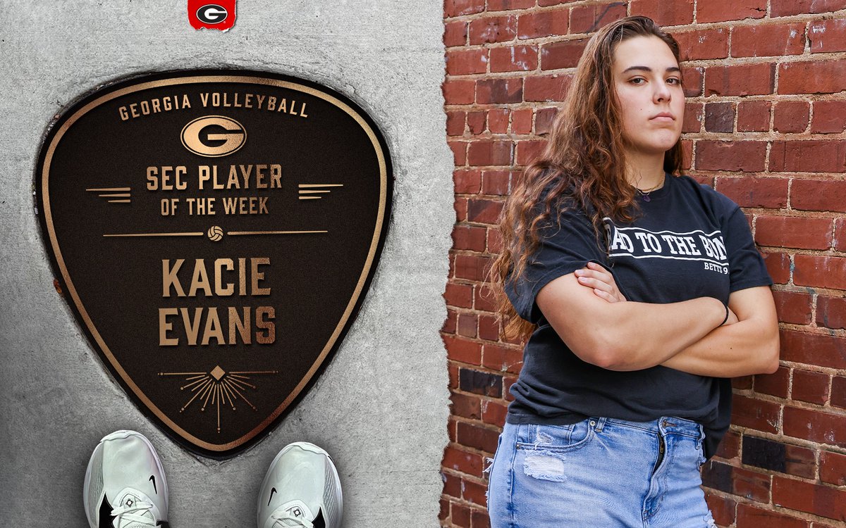 UGAVolleyball's tweet photo. 👑 @kacieevans_ is the @SEC Player of the Week 👑

- 64 kills // 4.27 kills/set
- 32 digs // 2.13 digs/set
- 14 blocks // 0.93 blocks/set
- 5.27 points/set 

🗞 https://t.co/pIP3zssjVM

#GROW | #GoDawgs https://t.co/sEce8bAjJ6