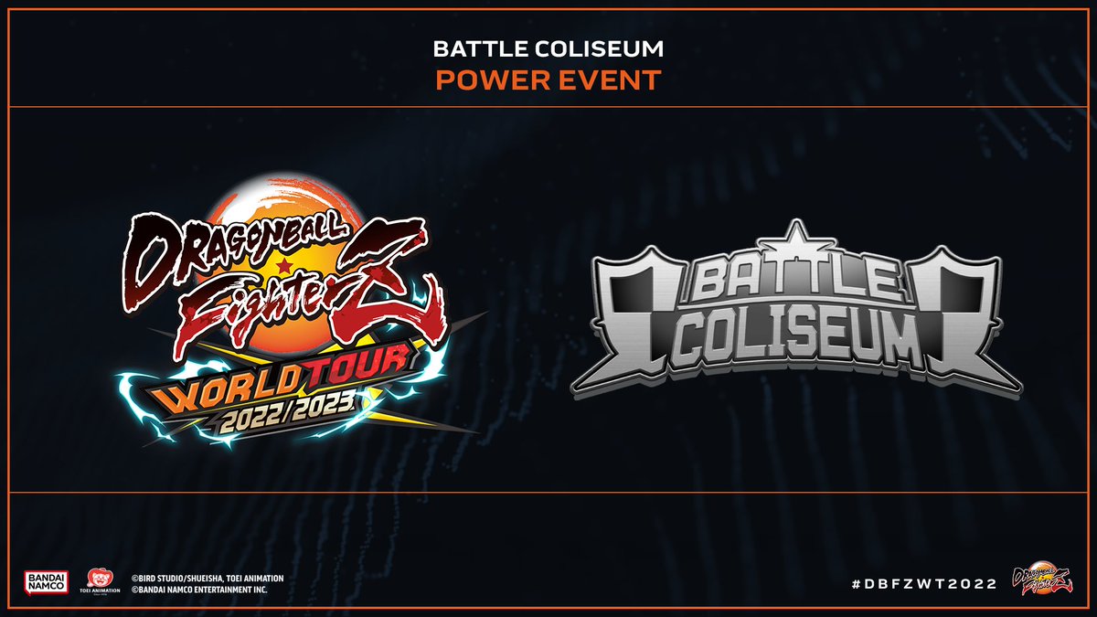 We are excited to announce that BATTLE COLISEUM is now a DBFZ POWER EVENT on the 
DRAGON BALL Fighterz World Tour 2022/2023.

Register now:  bit.ly/3ybxQJq

#DBFZWT2022  #BC2022