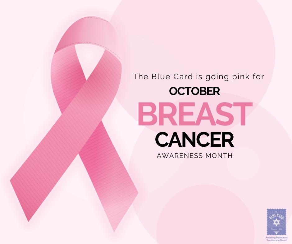 October is #BreastCancerAwarenessMonth &amp; The Blue Card is going pink in honor of Holocaust survivors battling breast cancer. Did you know Holocaust survivors have a higher risk of developing cancer compared to the general elderly population?

#breastcancer #holocaustsurvivors
