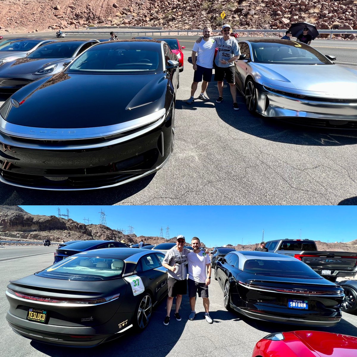 Tesla2Lucid's tweet photo. #DamRun 2 Hoover Dam modern (85+ yrs later) engineering wonder, as is not βοΈ but βπΌ#LucidAir crossing from NV2AZ! Well the drivingβs not the engineering wonder but the @LucidMotors πs are! Sponsored #ZeroEmissionRuns by @FthePump1 π w/ @sea_bourn #LucidOwnersClub π πΈ @kk1888 https://t.co/BJmE4RwraY