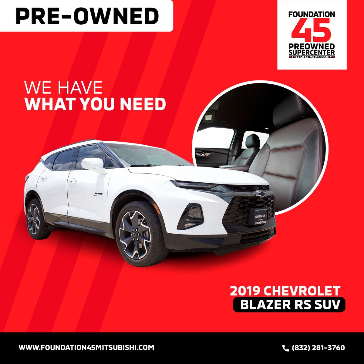 foundation45htx's tweet photo. Check out this wonderful 2019 #Chevrolet Blazer RS SUV
W/payments as low as $357!!!
Priced $4,389 below NADA retail value. No Price Gouging!
FREE $25 gas card with a test drive*
📱 832-281-3760
👉 https://t.co/zkhIR6OR2d
#preowned #houstoncars #autousado https://t.co/wxI2QnQphh