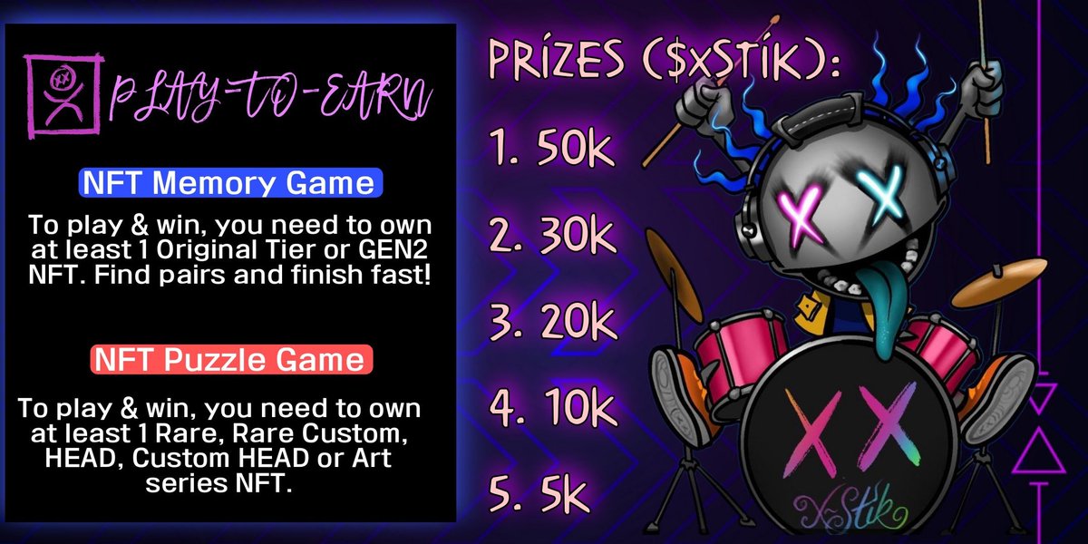 GoodFollower16's tweet photo. @INDY_NFT @xrpstik launched PLAY-TO-EARN GAMES in app!

#xSTIK NFT App has now 2 games to play. Spend your time in fun way &amp; EARN weekly! 330k Tokens TOTAL!

📲APP: https://t.co/2DKNHYhAZb

GAMES:
▪️NFT Memory Game
▪️NFT Puzzle Game
#NFT紹介枠 #NFT宣伝枠 #NFTJapan
@xstikgang https://t.co/a2ld83o0qf