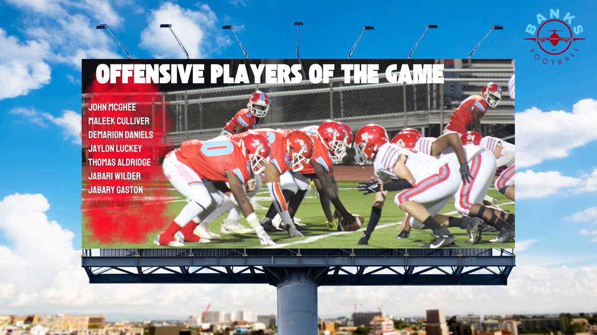 <a href="/BanksJetsFB/">Banks Jets Football</a> offensive players of the game! Our Offensive line <a href="/demariondaniel1/">demarion daniels</a> <a href="/johnmcg90475664/">@_JohnAndrewMcghee</a> <a href="/Maleek_OoO/">njnjb</a> <a href="/Jaylon47130868/">Jaylon Luckey</a> <a href="/gastonjabarygm1/">The Kingbary20</a> @THOMASA28828024 
#FaithFightFinish
<a href="/GameDayGraphic2/">ⒼⓐⓜⓔⒹⓐⓨ Ⓖⓡⓐⓟⓗⓘⓒⓢ</a>
