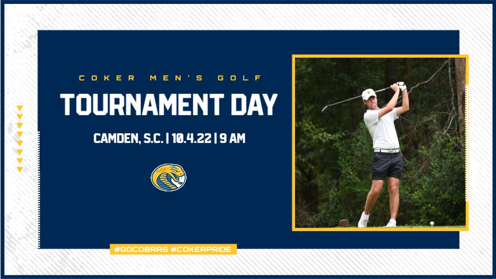 #CokerMGOLF | ⛳️ TOURNAMENT DAY ⛳️ <a href="/CokerGolf/">Coker University Golf</a> 

🆚 Camden Collegiate
📍 Camden Country Club | Camden, S.C.
⏰ 9 AM
📊 bit.ly/3e3V795 
#GoCobras #CokerPride