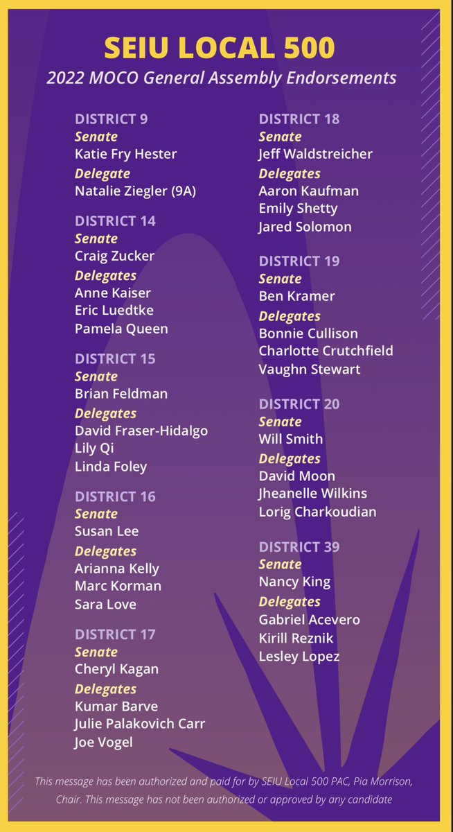 Check out the 2022 SEIU Local 500 Montgomery County Bus Ballot for the General Election! These candidates on on the bus and will fight tirelessly for our members and working families! Below the are the MOCO General Assembly candidates!