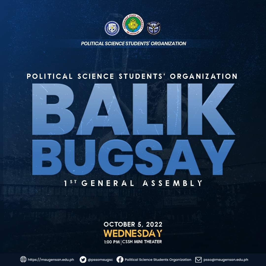 EdictumPSSO's tweet photo. Premiers, after a postponement, the 1st General Assembly will finally take place! 

Join us on Oct. 5, 2022, Wednesday, as we officially sail the vast ocean through the 1st General Assembly Meeting of the Political Science Students' Organization for the academic year 2022-2023. https://t.co/0iS6yZV2PU