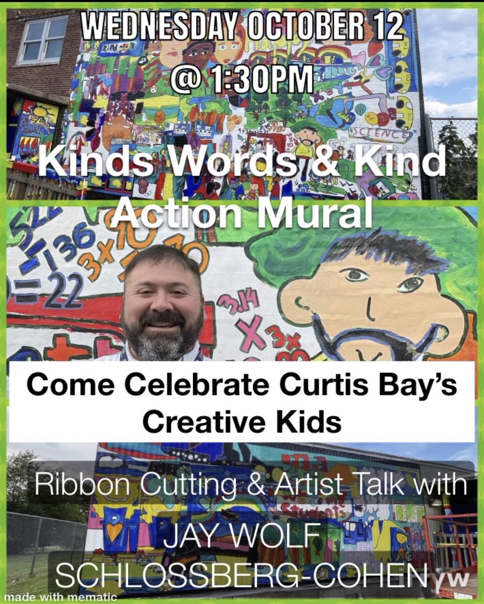 BayCbes's tweet photo. Good evening families:

Have you seen our new art created by your wonderful children and our students. If not be sure to join us on 10/12 at 1:30 for the official ribbon cutting ceremony. 
@ToseStacy @SonjaSantelises @BaltCitySchools https://t.co/papXf165ZD