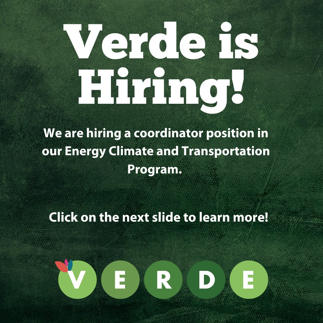 Verde_NW's tweet photo. Verde is hiring an Air Quality &amp; Climate Program Coordinator! They will be coordinating with the community to represent and forward the strategic direction of the organizations’ environmental justice values and policy priorities. Visit link in bio to learn more! https://t.co/YeLiqXKS8v