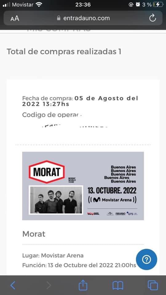 Imaginationcash's tweet photo. VENDO ENTRADA PARA VER A MORATEL 13 DE OCT ‼️
Se entrega la entrada en físico https://t.co/mpy8FT50QB