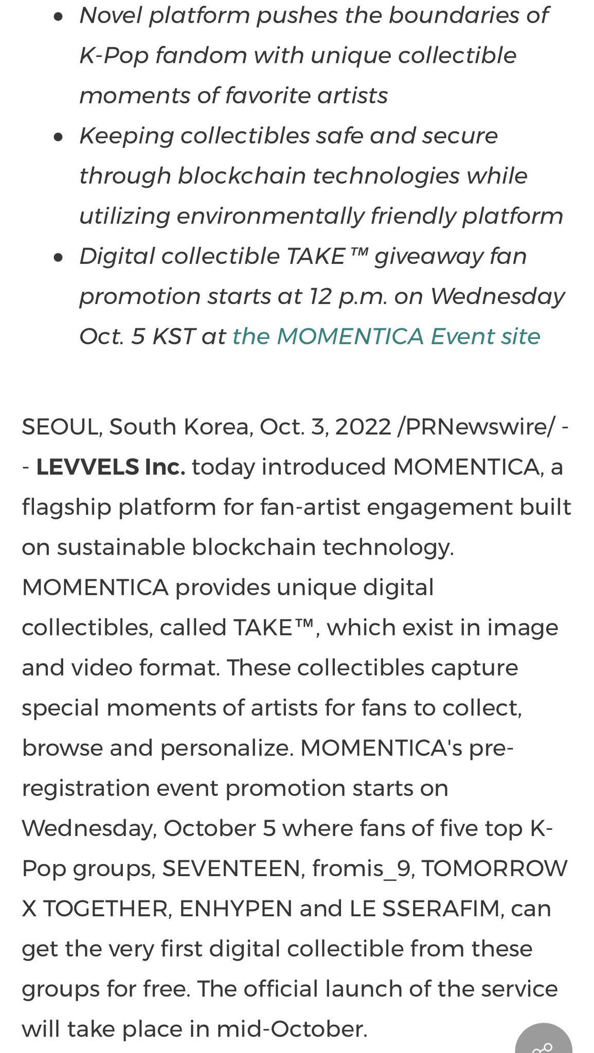 tosuka on Twitter "LEVVELS Inc. introduces MOMENTICA, the future of