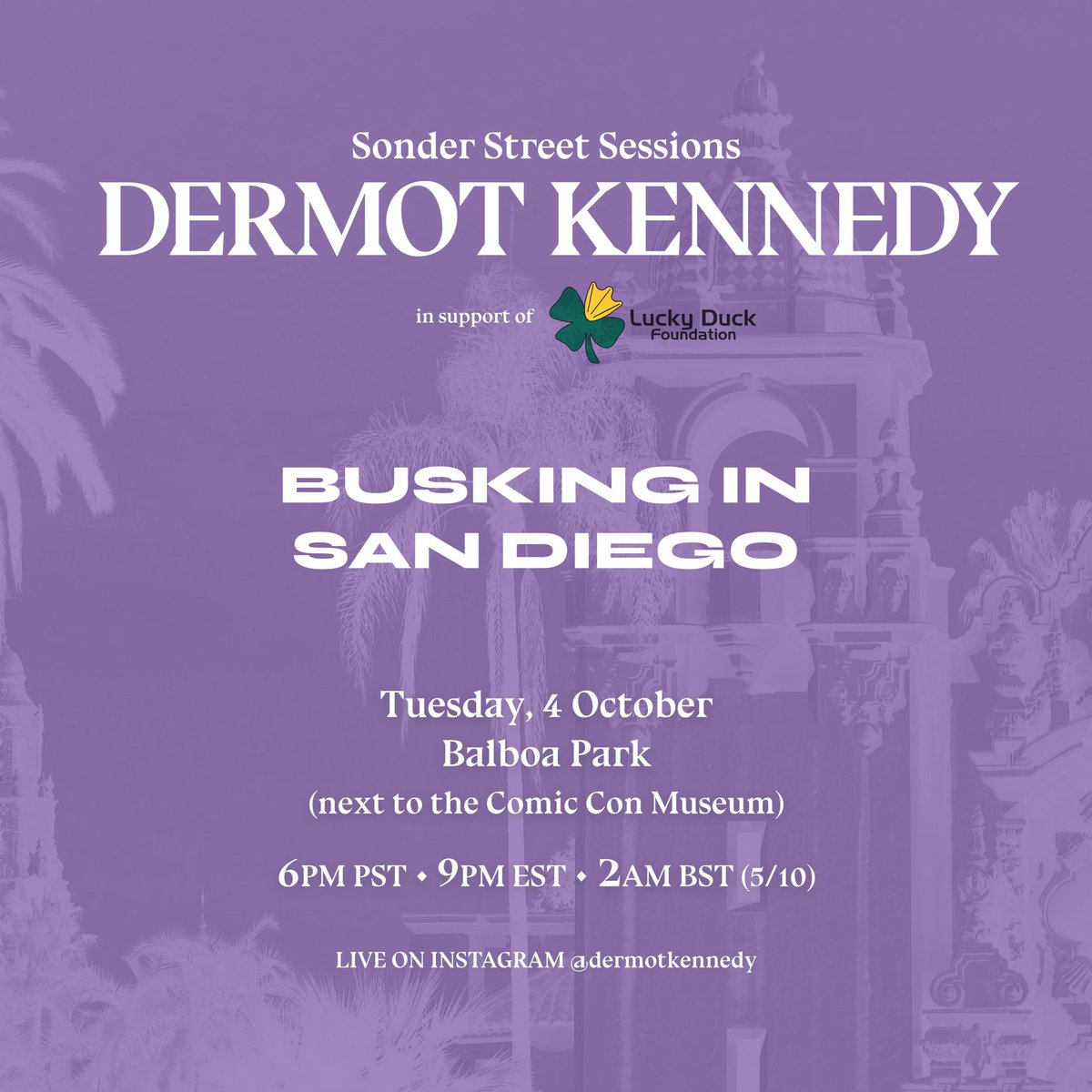 San Diego, I’ll be busking in Balboa Park (next to the Comic Con Museum) at 6pm PT tomorrow!!! I would LOVE to see you there 😊 all in support of the <a href="/LuckyDuckFound/">Lucky Duck Foundation</a> #sonderstreetsessions
