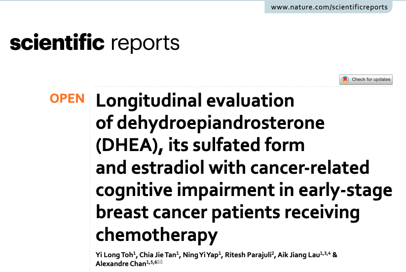 alexchan928's tweet photo. Our latest #chemobrain #biomarker study in @SciReports : We observed an association btw #estrogen precursors &amp; declined cognitive function in breast cancer pts. Another step forward to understand the pathogenesis of #CRCI. https://t.co/YFyXQF1taV @toh_long @chiajietan @UCI_SPPS https://t.co/mb18CNZA8A