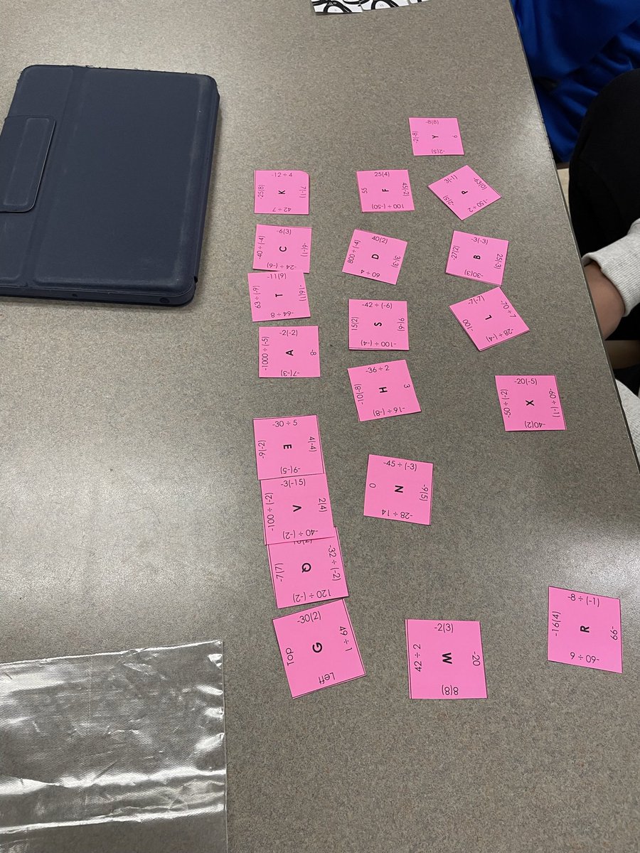 mrs_farrHMSS's tweet photo. Today we’re practicing multiplying and dividing integers with scramble square puzzles 🐧✏️🧩 https://t.co/tklHydF4Yo