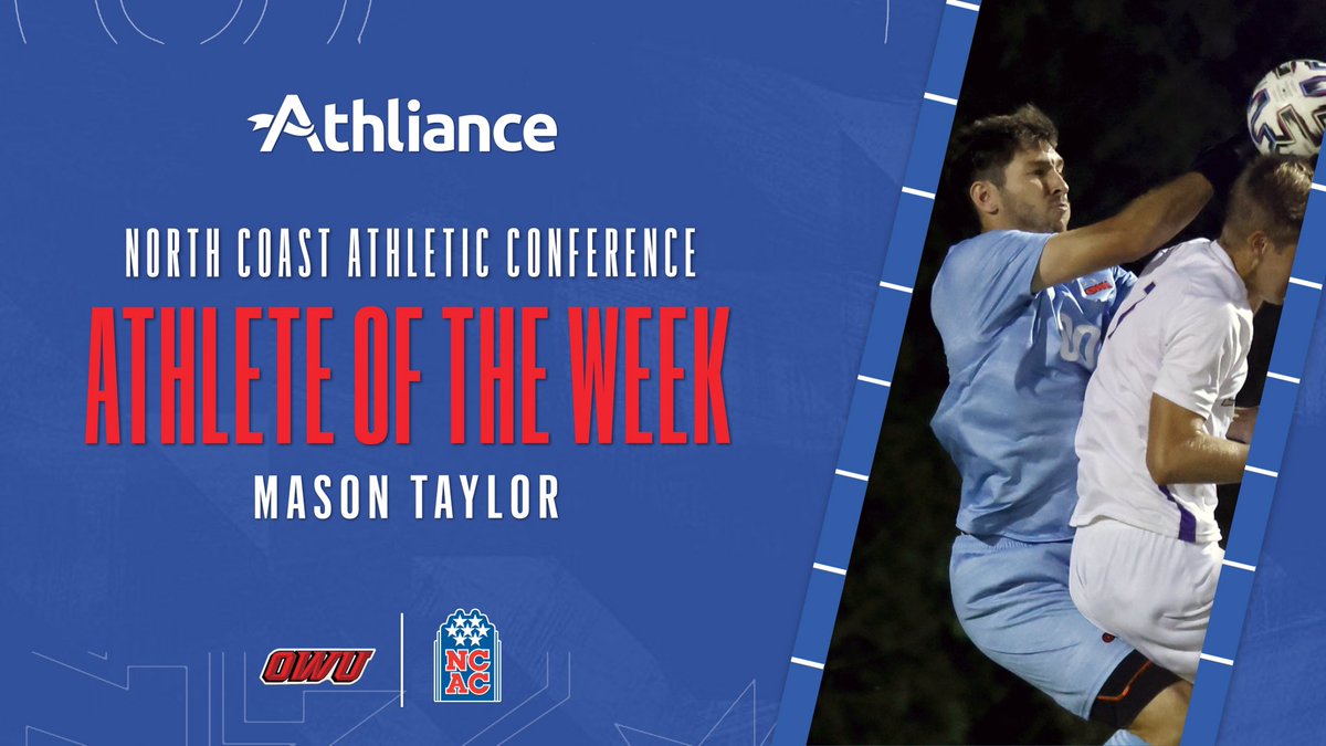 NCAC's tweet photo. NCAC Men’s Soccer Athlete of the Week

Mason Taylor, @OWUSport https://t.co/C6zOMcPL0S