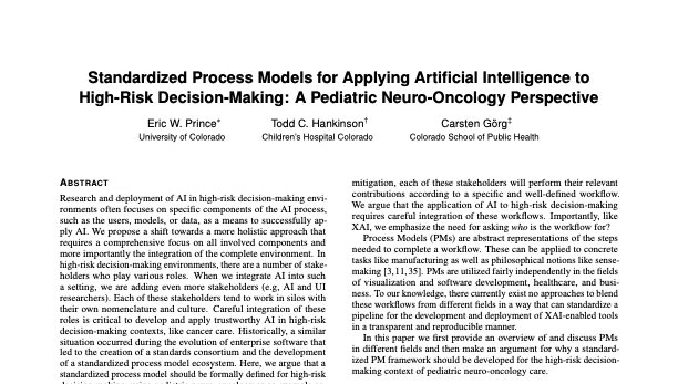TrexInVIS's tweet photo. AI is poised to help support high-risk decision-making like caring 4 children w/Central Nervous System tumors. 

At @TrexInVIS (10/16), we'll discuss how defining standardized process models are a fundamental component required to unlock this potential. 

https://t.co/XEIHLVuHQx https://t.co/xEwbMl364u