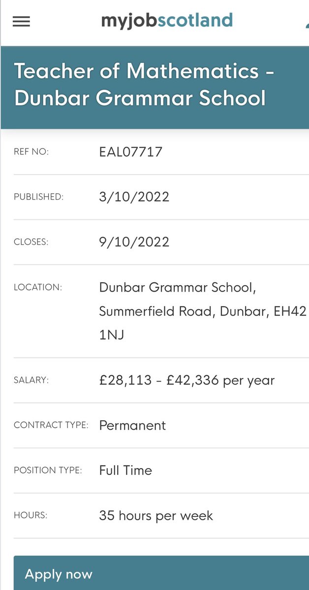 This post closes on Sunday. A great opportunity to join the Maths Faculty at DGS! #RISE myjobscotland.gov.uk/councils/east-…