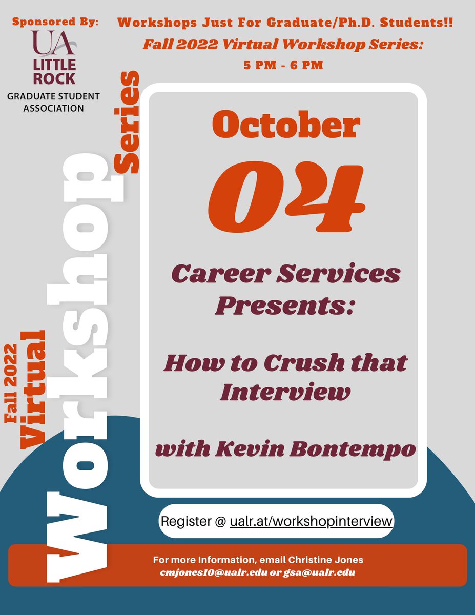 GSA_PR's tweet photo. ⚡TOMORROW⁣
⚡Crush that interview workshop w/ Kevin! ⁣
⚡Register here: https://t.co/9Ew62HKN2Y! ⁣
⁣
This is a free event &amp; all may join! We can't wait to see you there!

#ualr #gsaualr #ualrevent https://t.co/Wftskj0aEK