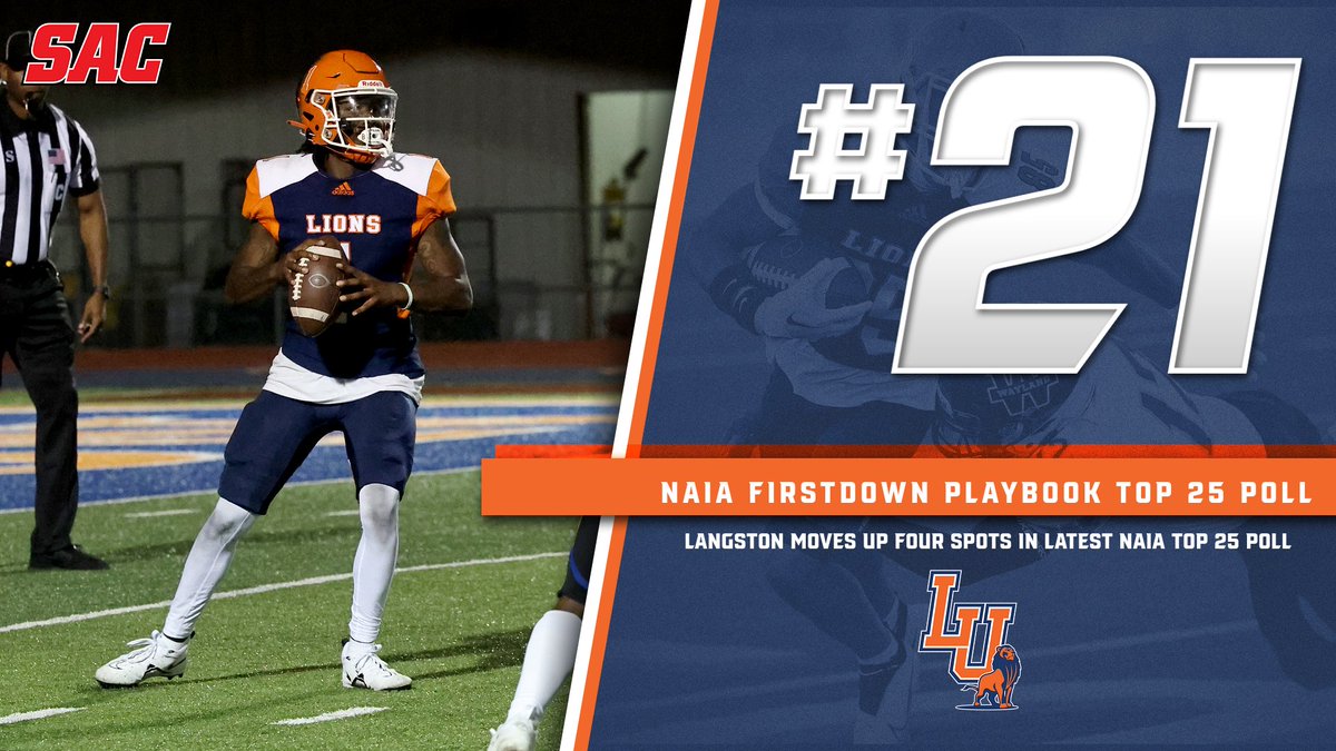 LangstonSports's tweet photo. #LUFB moves to 21 in latest NAIA Top 25 Poll!

#goLions #FeartheRoar https://t.co/VjUeVwtqVF