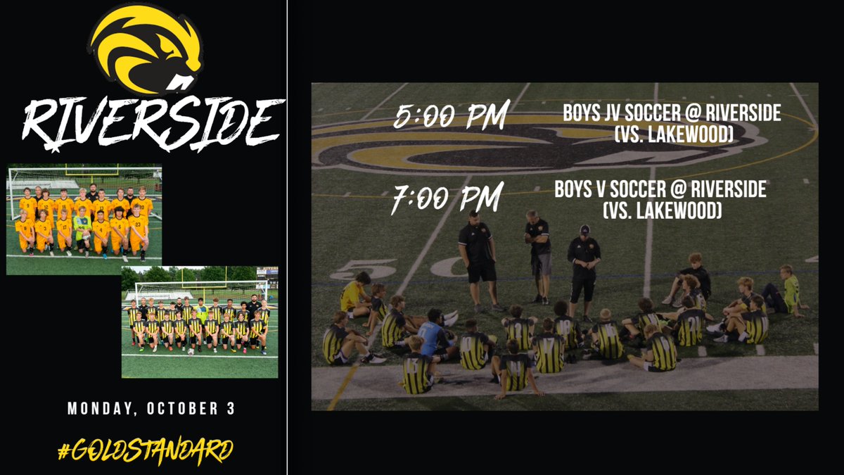 Riverside_athl's tweet photo. Boys soccer is home tonight, come on out and support! #GoBeavers #RollSide #GoldStandard https://t.co/dkIAvwiTu0