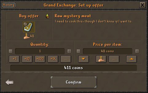99SlayerTab's tweet photo. When you find a random item in the #GrandExchange you didn’t know existed… Raw mystery meat 🥩 It can be given to Frank, the little Bloodveld roaming Darkmeyer. "He seems to enjoy it quite a lot"
Based on the examine text, it is likely that mystery meat is in fact human meat 😳 https://t.co/E8VKUiNqFA