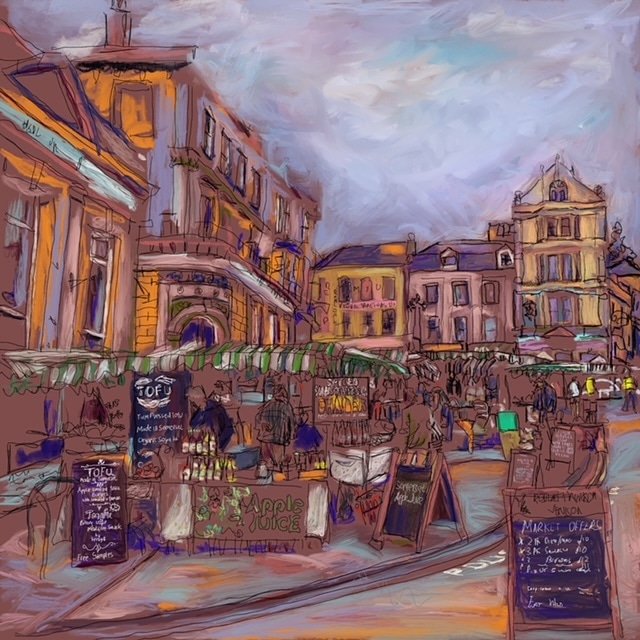 Frome Independent Market work in progress! 

#ipadpainting #oilpainting #digitalart #wipart #artistsontwitter #somerset #frome #marketlife